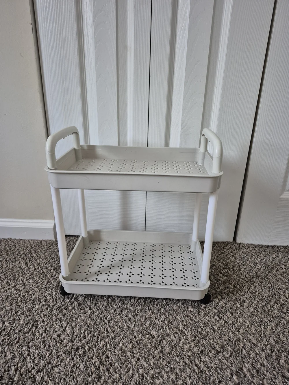 Two-Tier Tan Rolling Utility Cart